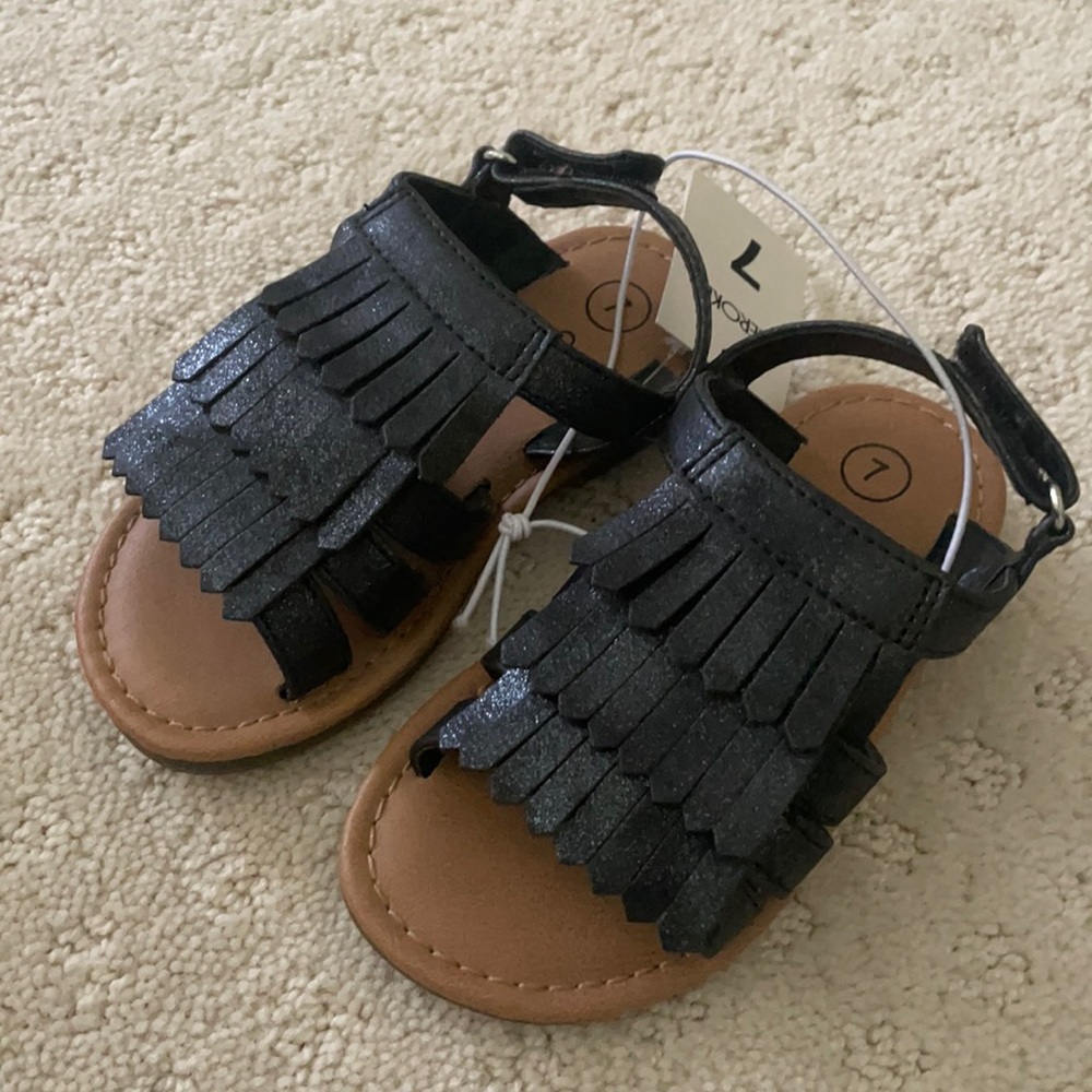 NWT Cherokee Toddler Size 7 Black Sandals